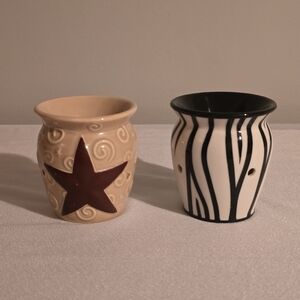 Scentsy Tan and Black Candle Holders